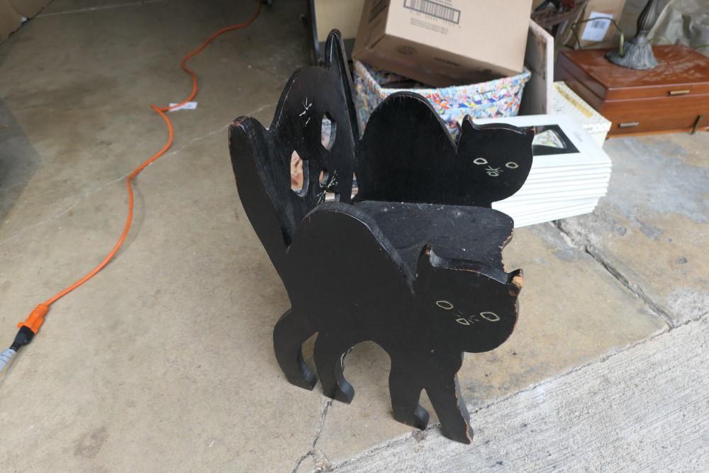 c. 1920 Folk Art Handmade Halloween Black Cat Chair