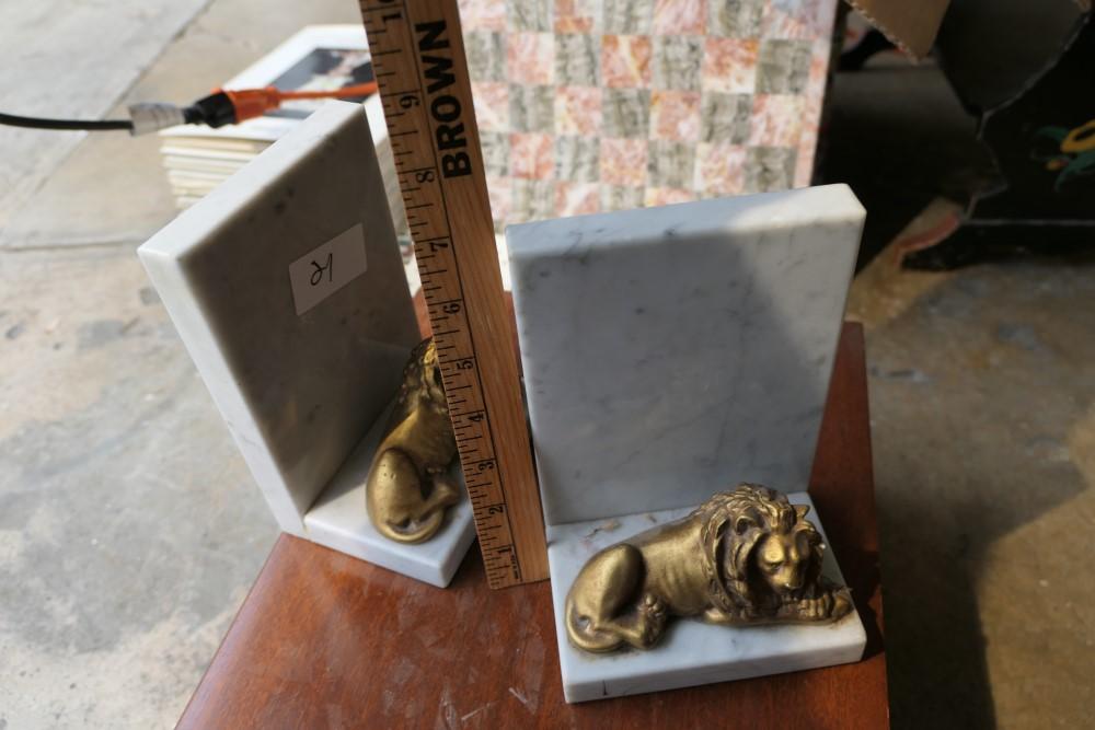 Pair of nicer antique lion bookends