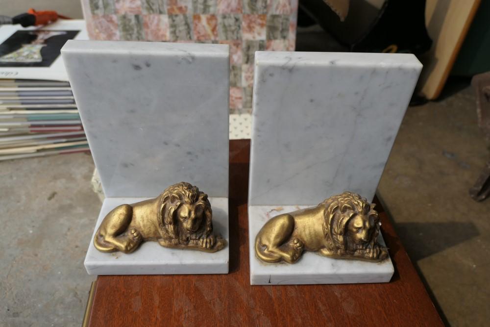 Pair of nicer antique lion bookends