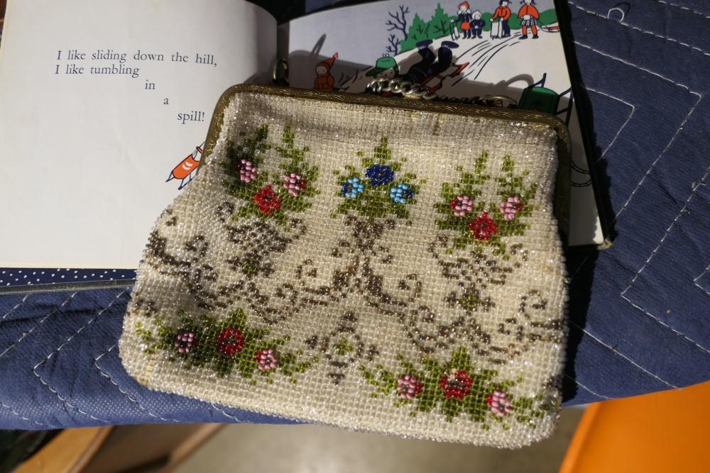 Antique children's book plus beaded purse