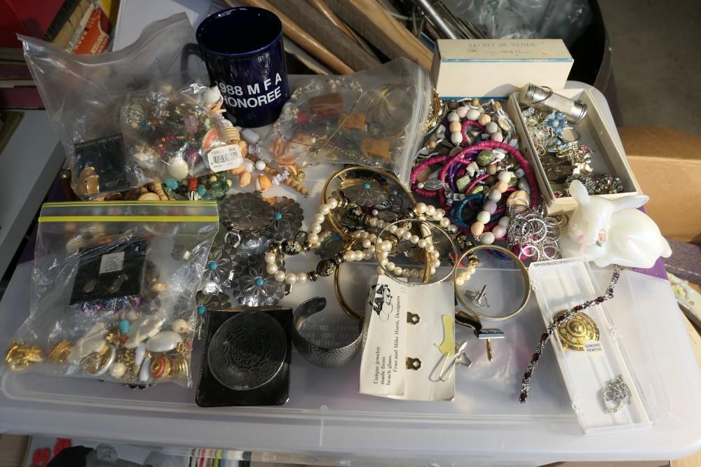 Large lot assorted vintage costume jewelry etc