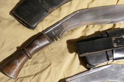 2 Larger Vintage Gurkha Kukri Knives in Sheaths