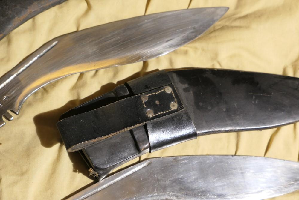 2 Larger Vintage Gurkha Kukri Knives in Sheaths