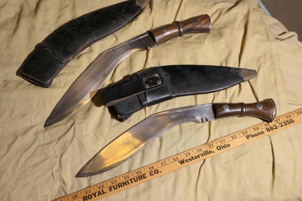 2 Larger Vintage Gurkha Kukri Knives in Sheaths