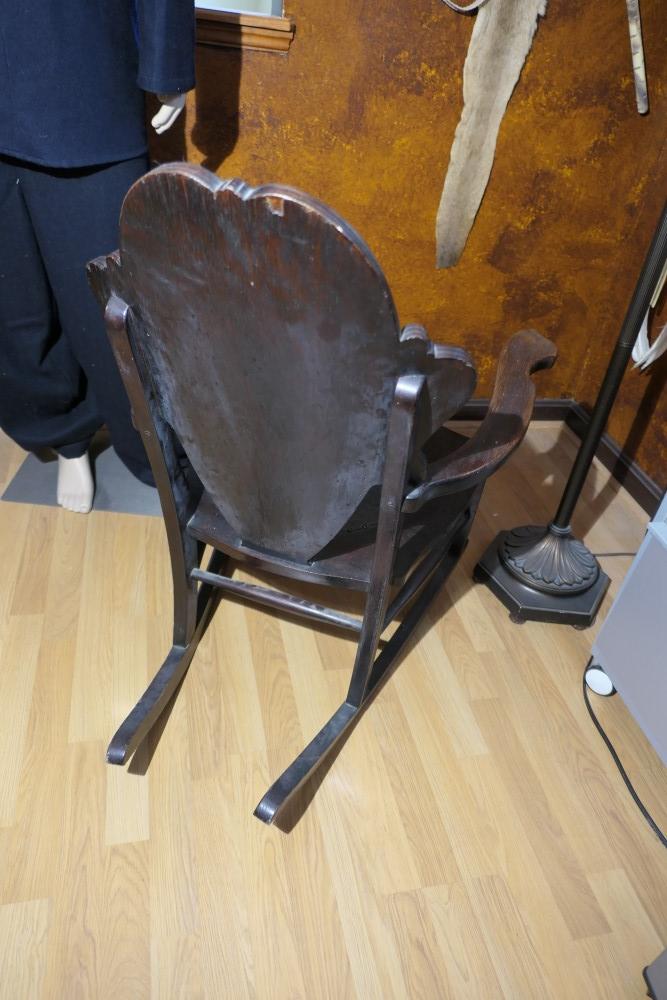 Antique Rocking Chair with Elaborate Leather Seat