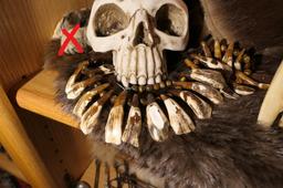 Shelf lot - tooth necklace, faux bone skulls