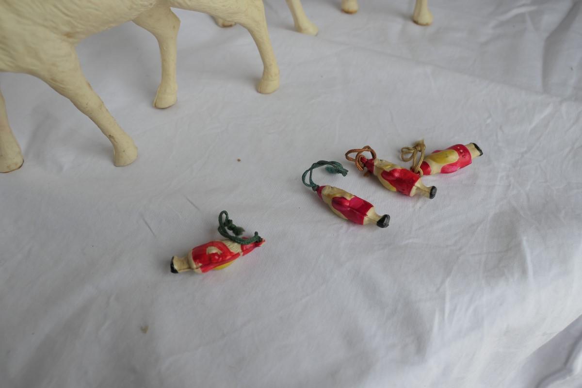 Celluloid Reindeer (Occupied Japan) + Small Santa charms