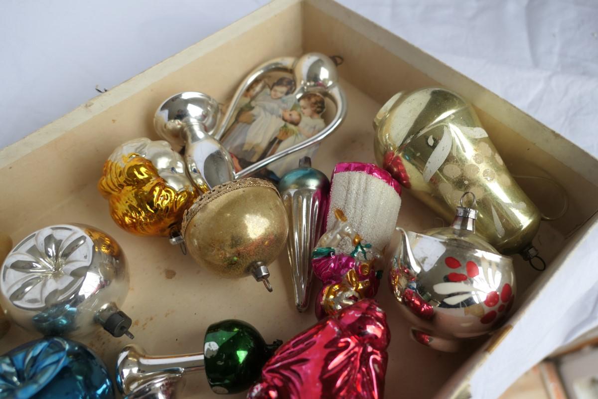 Group lot of Misc. Blown Glass Feather Tree Ornaments