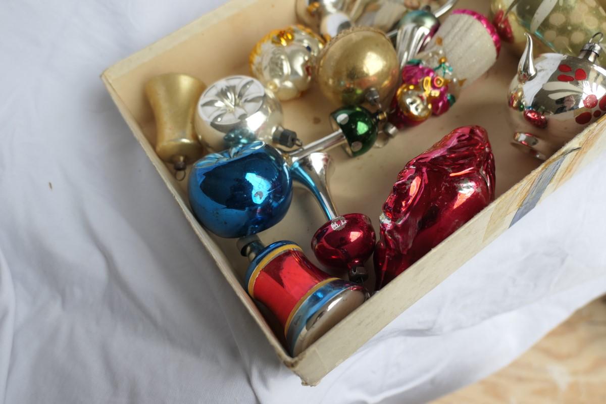 Group lot of Misc. Blown Glass Feather Tree Ornaments