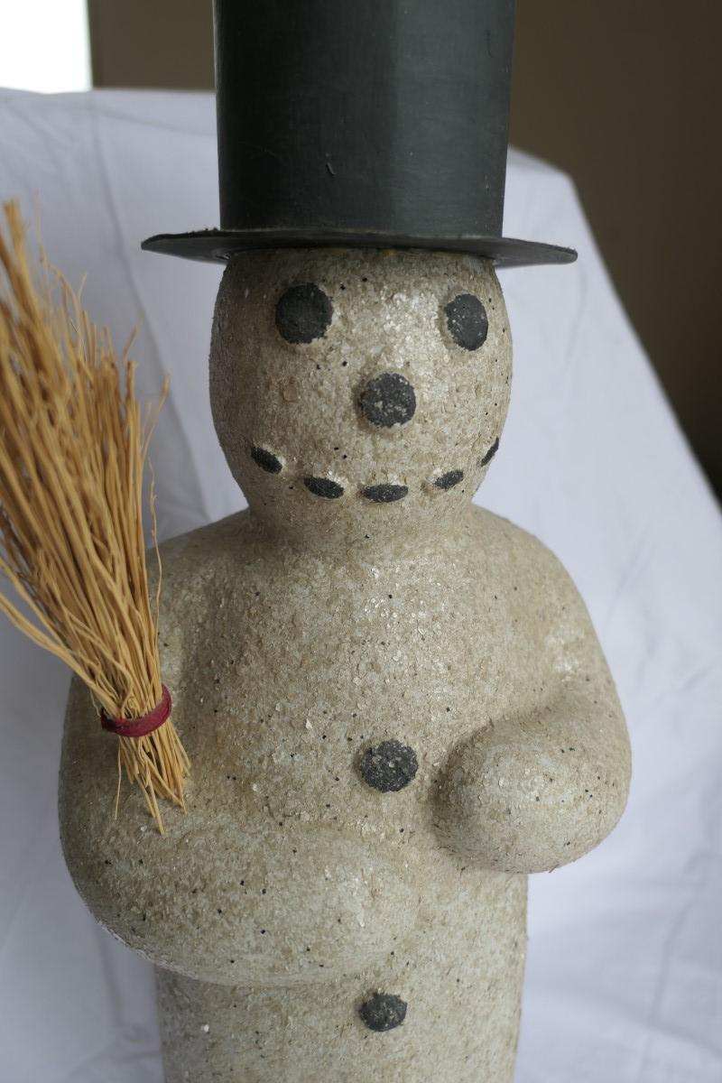 Papier Mache Snowman Candy Container