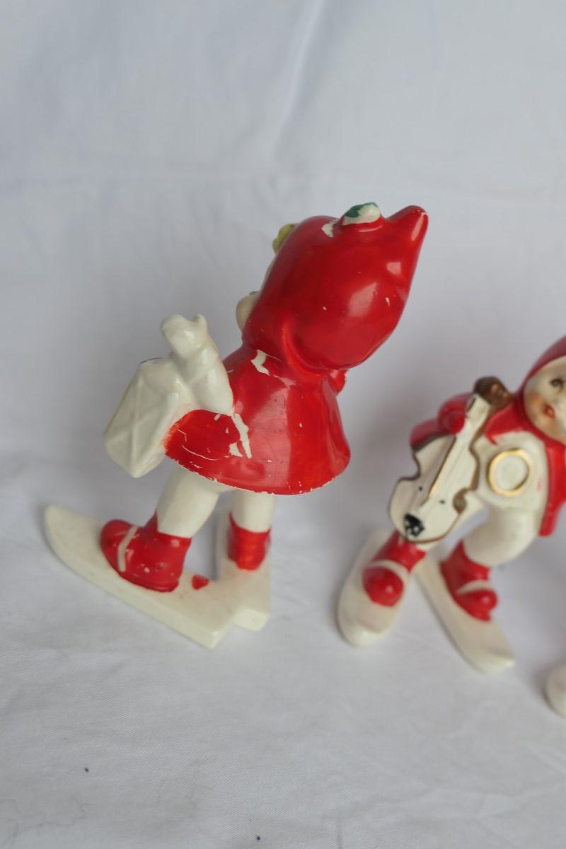 Set of 1950s Ceramic Noel Elves Japan