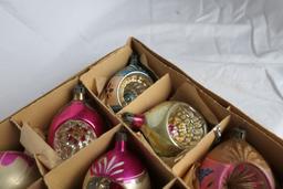 Group of Vintage 50s Polish glass crystal Christmas Ornaments