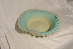 Victorian Cased Glass Ruffled Dish