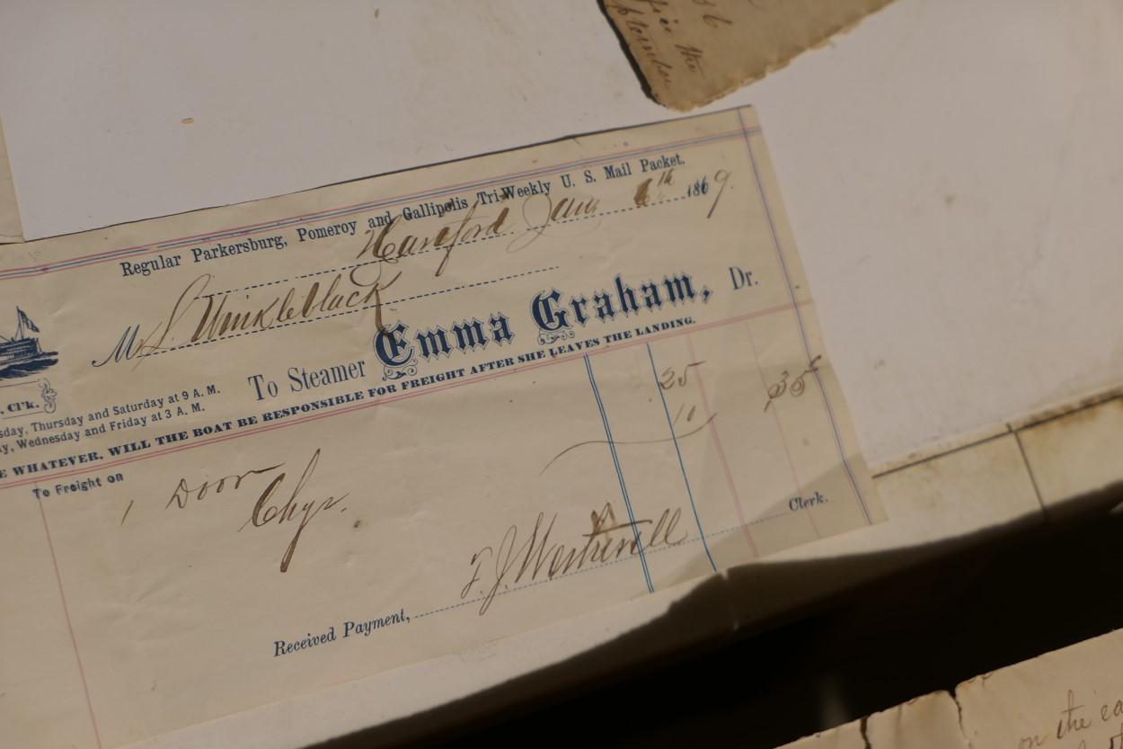 1869 Ohio River Steamer invoice PLUS other old paper