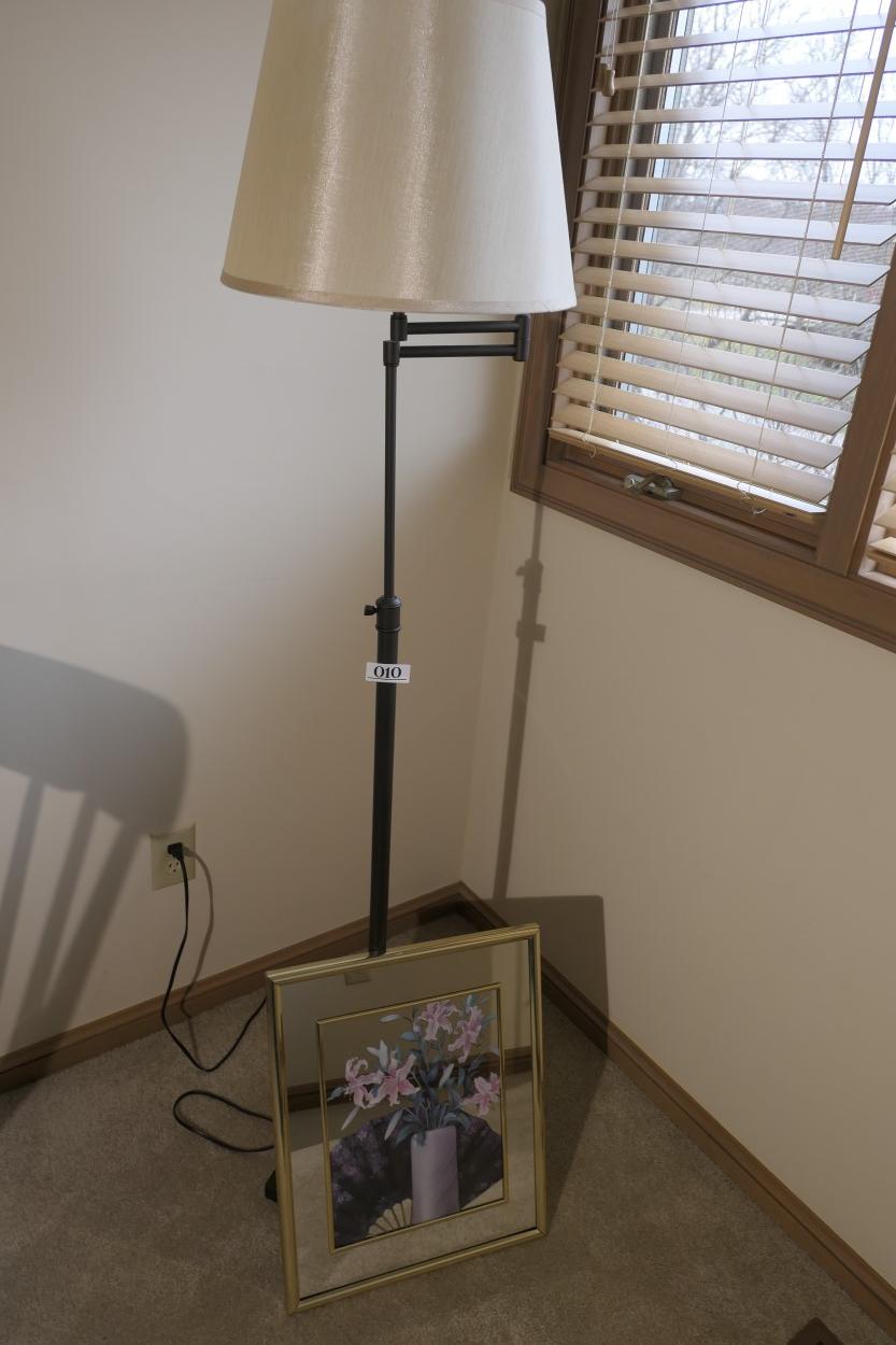 Floor lamp and framed decorative picture