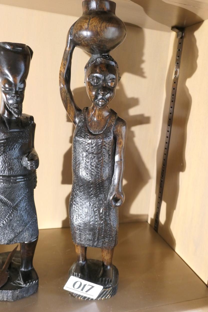 2 Carved Ebony African Statues Man, woman