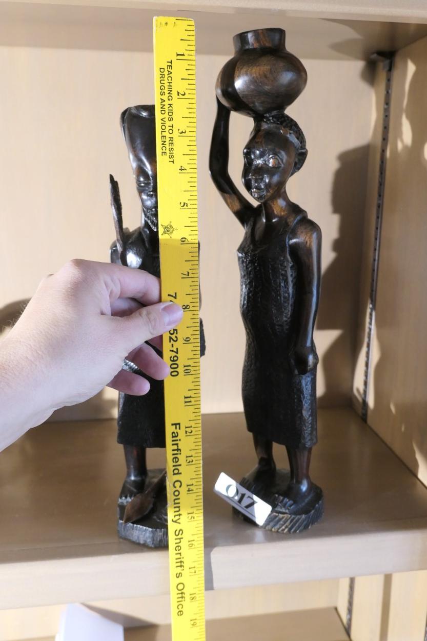 2 Carved Ebony African Statues Man, woman