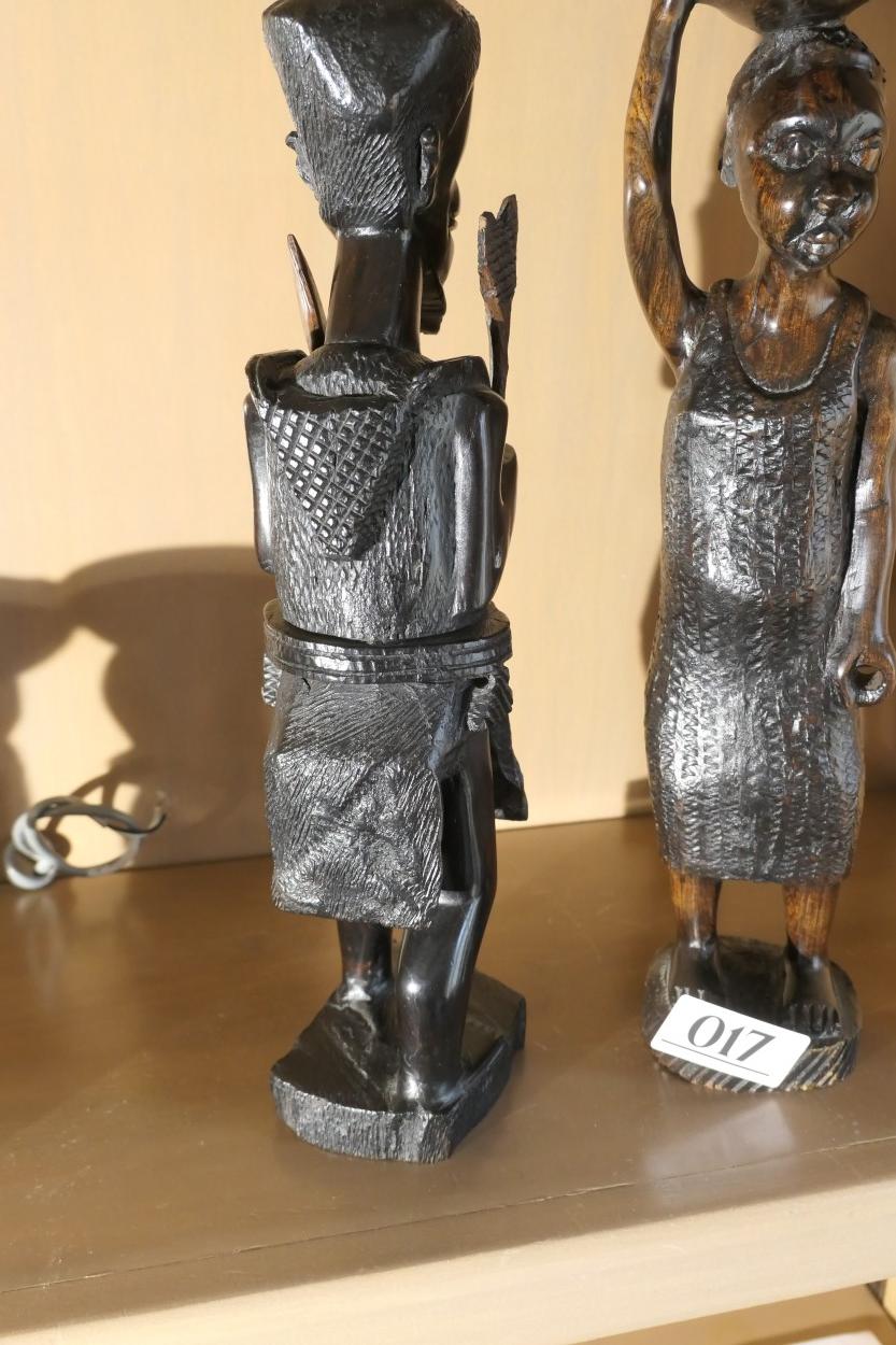 2 Carved Ebony African Statues Man, woman