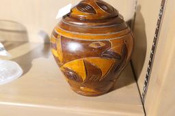 Carved Wooden Tobacco Jar