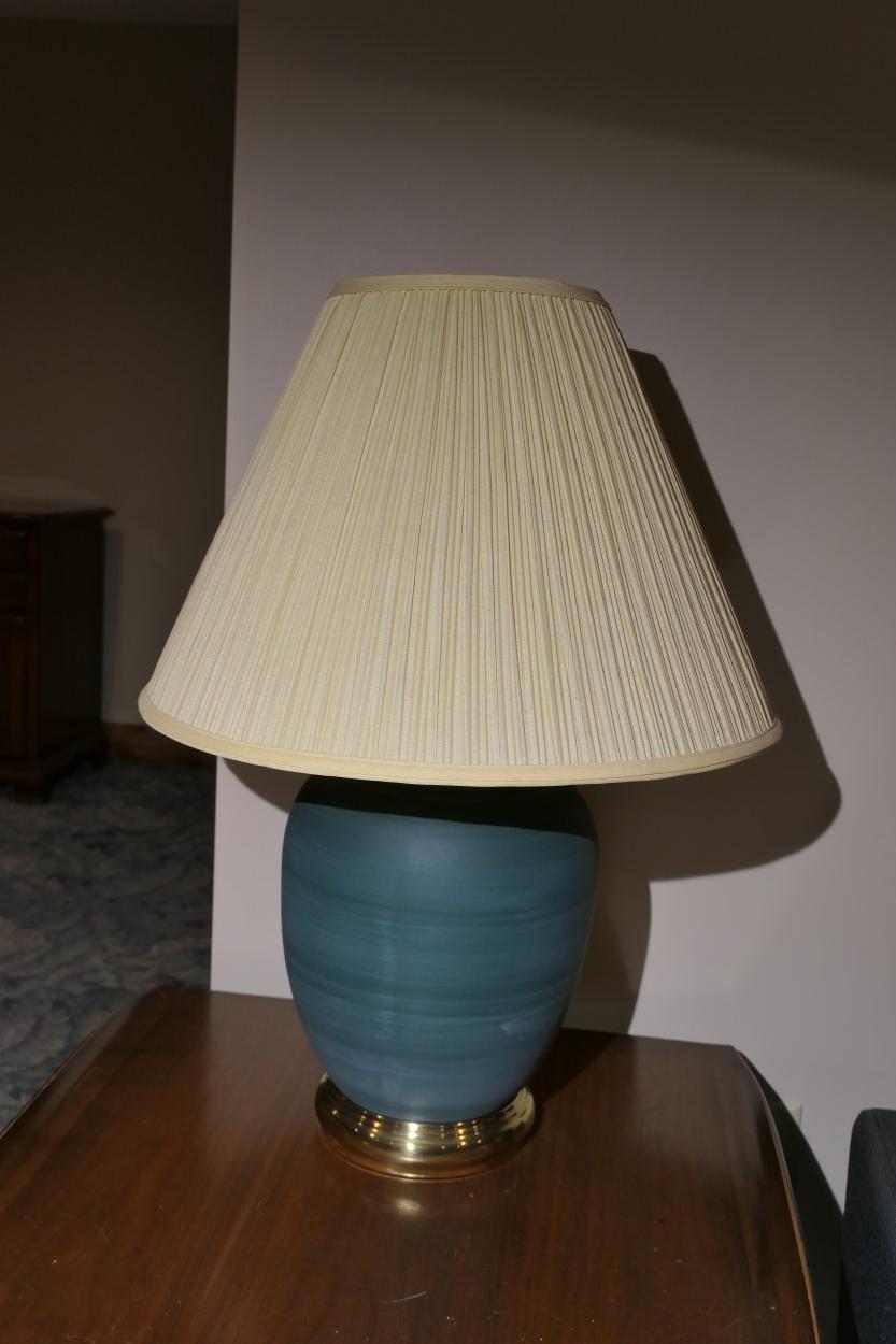 Pair of vintage blue ceramic lamps