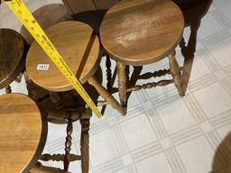 Group lot of four ow wooden stools