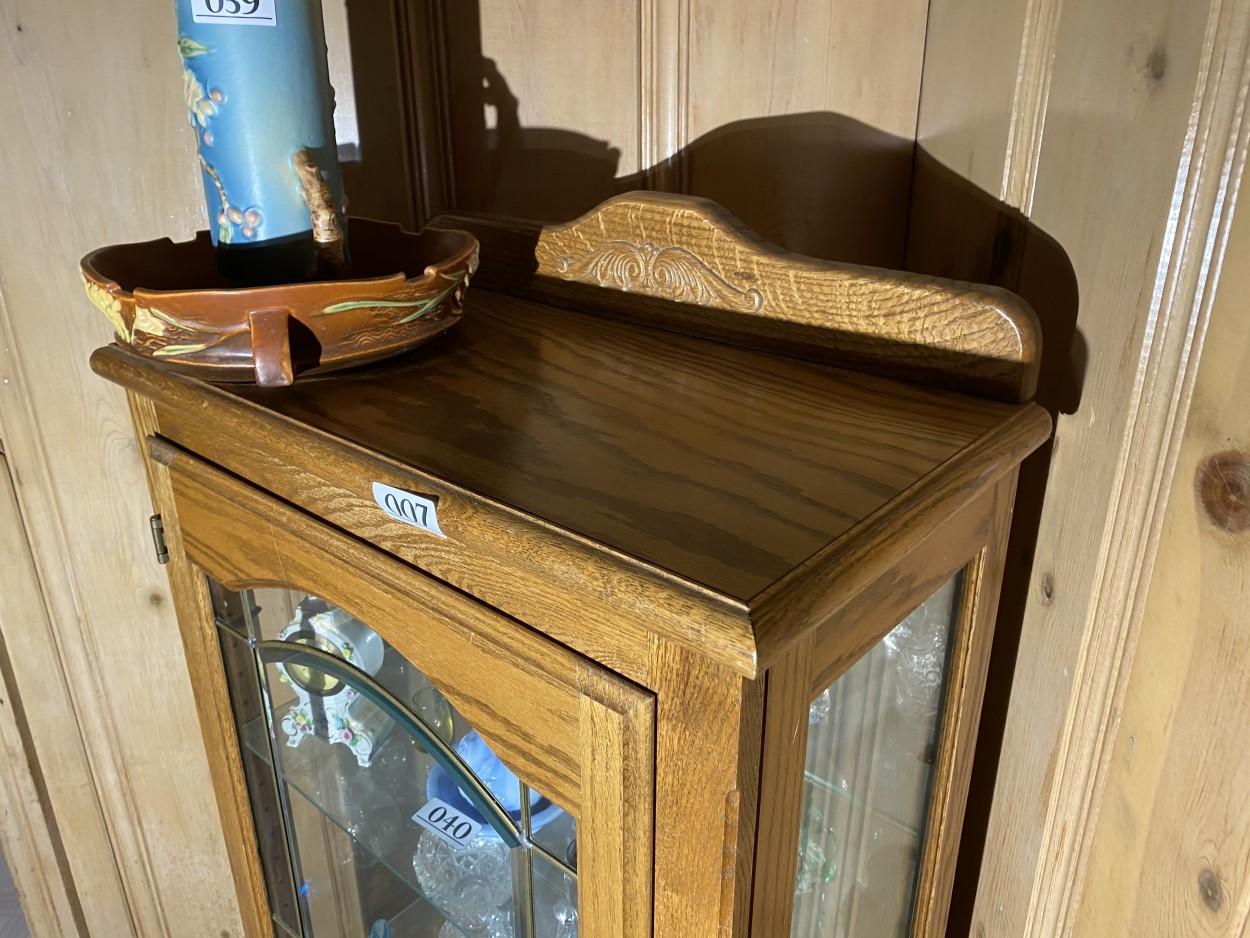 Vintage Oak wood Curio Cabinet