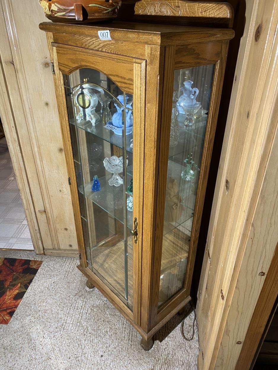 Vintage Oak wood Curio Cabinet