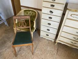 Vintage Bedroom set, oil lamps, chairs