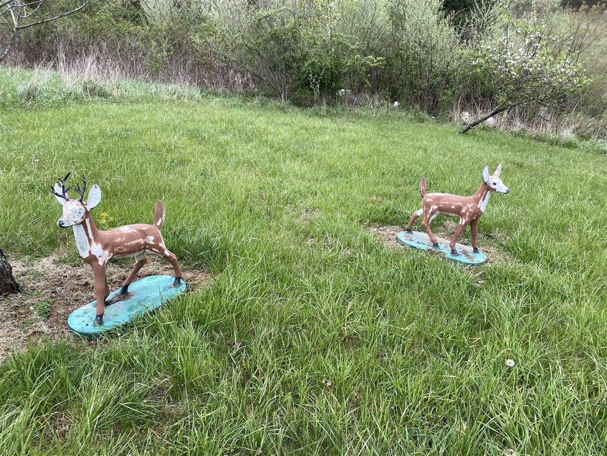 Pair of Vintage Cement Deer Lawn Statues