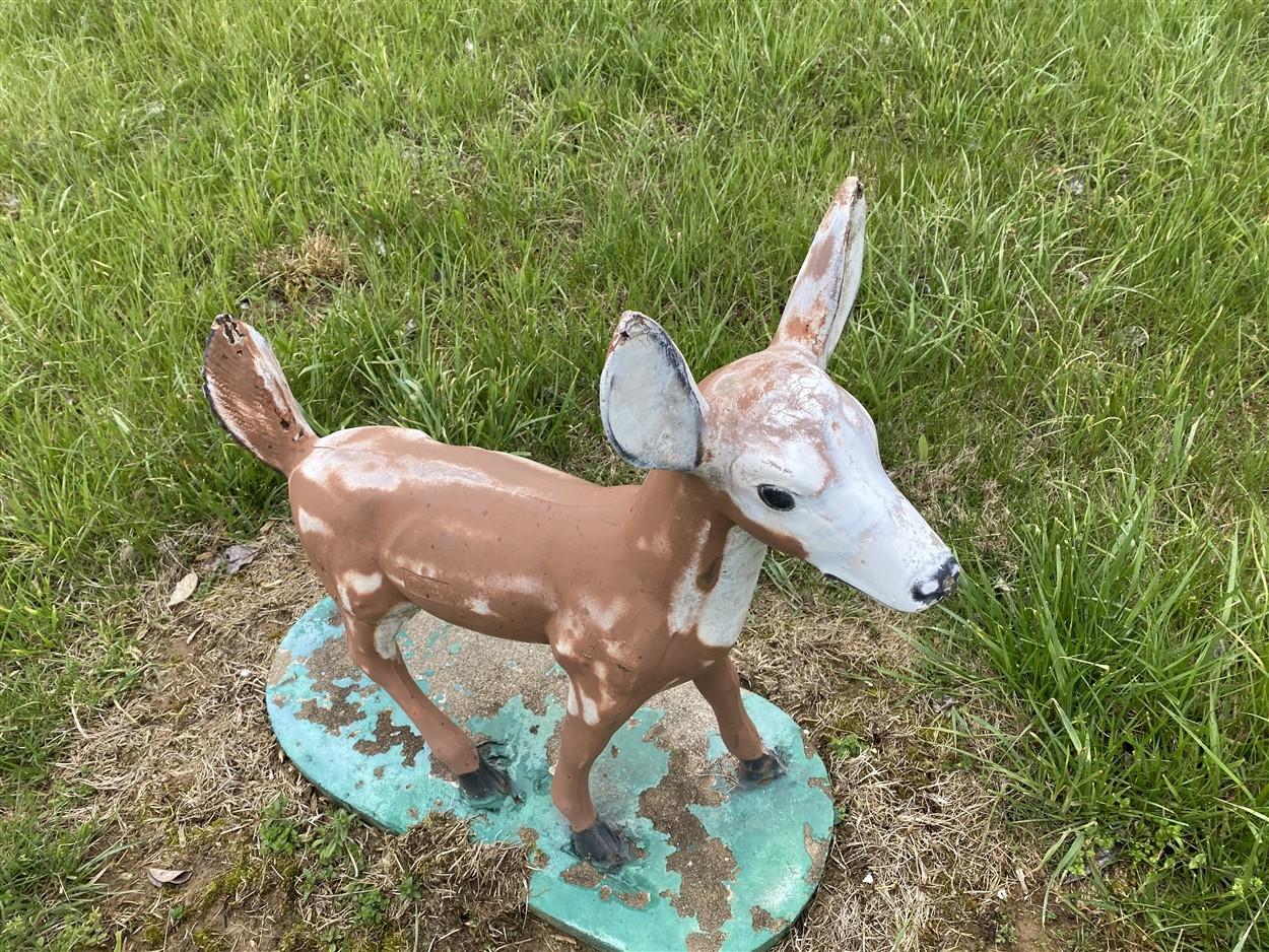 Pair of Vintage Cement Deer Lawn Statues