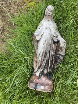 Antique Cast Ceramic Virgin Mary Lawn Decor Piece