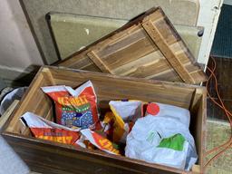 Cedar chest, folding tables lot