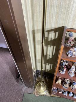 Oak shelf plus brass floor lamp