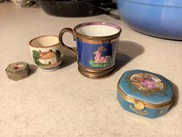 Mosaic box, Torquay cup, limoges box etc.