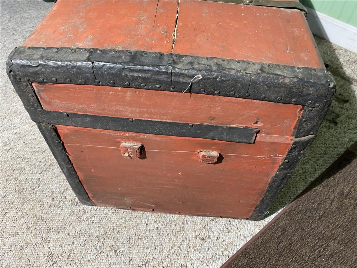 Nice mid 19th century antique wooden trunk