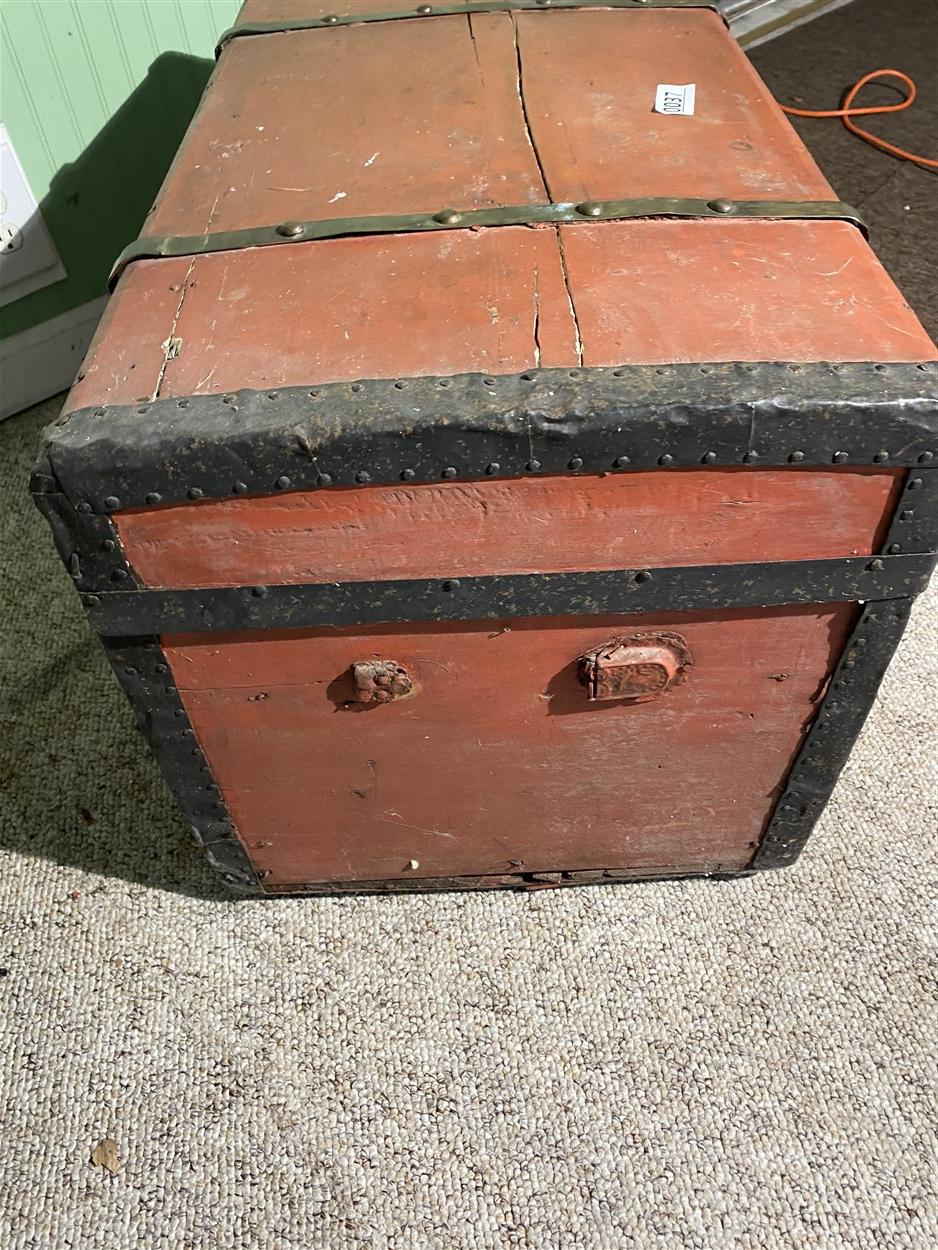 Nice mid 19th century antique wooden trunk