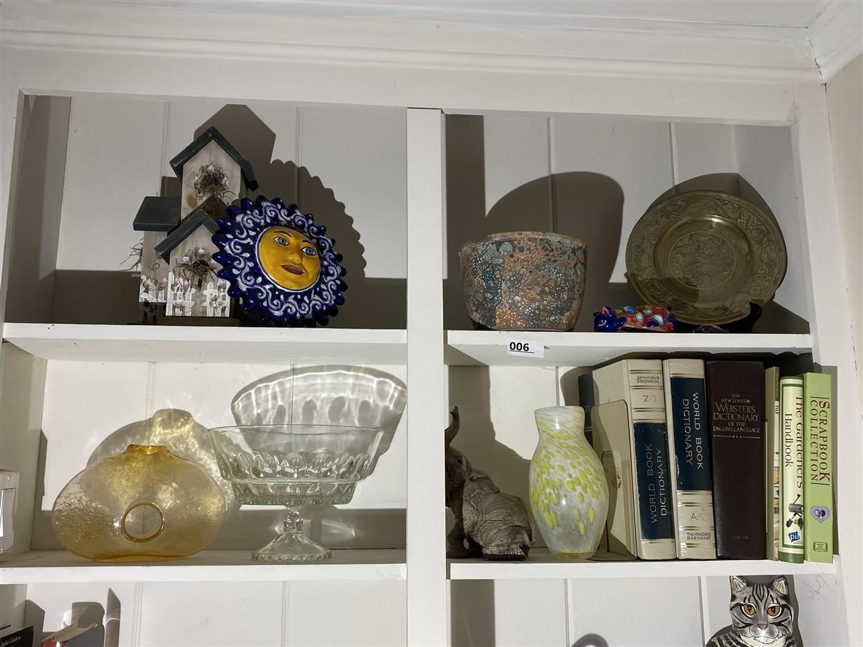 Group lot art pottery, vintage glass