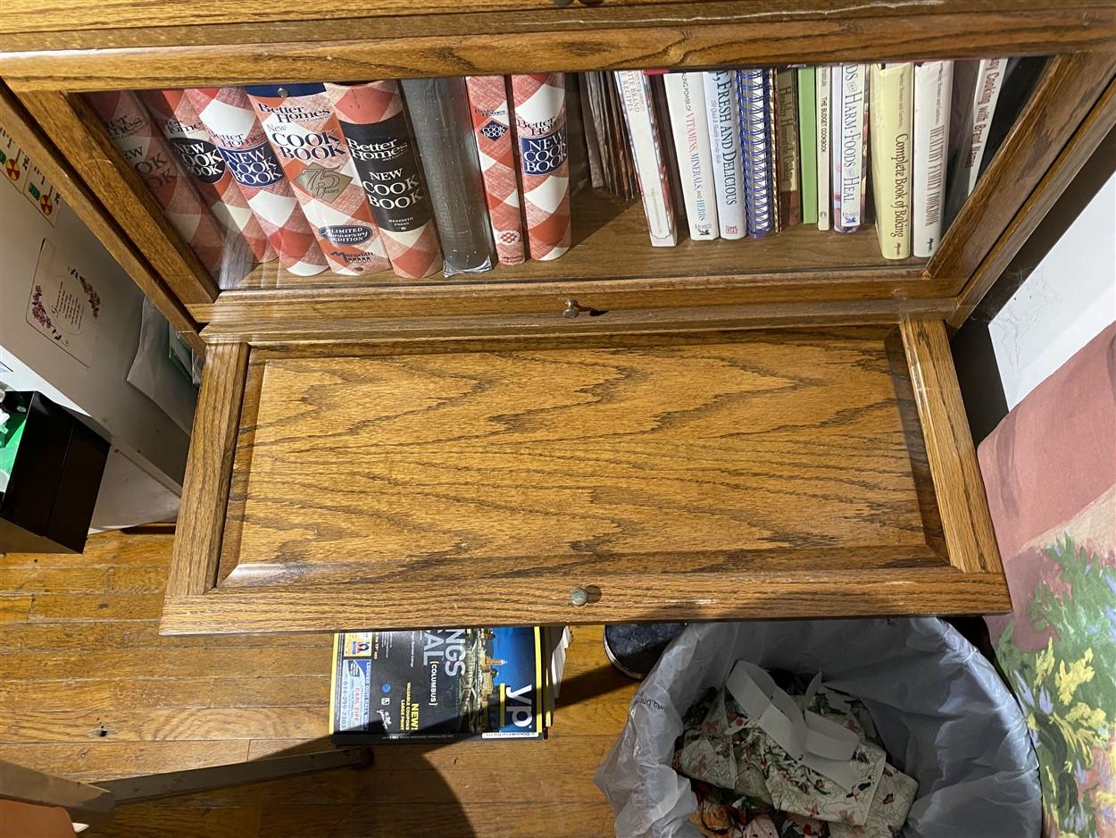 Barrister bookcase, phone, corner items