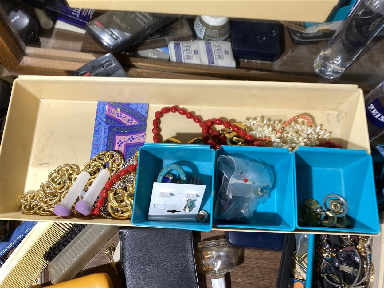 Costume Jewelry and more on the dresser lot