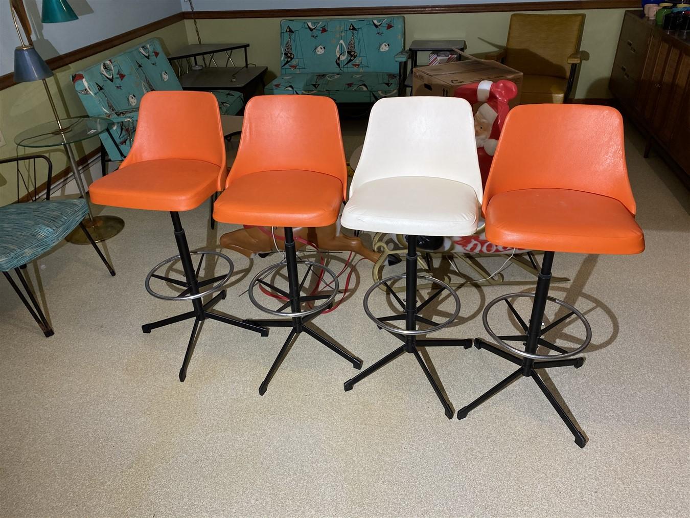 Four 1950s Mid Century Modern Bar Stools