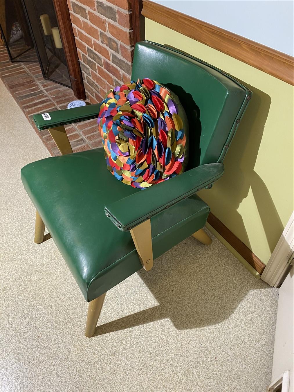 Mid Century Modern Armchair with Green Vinyl