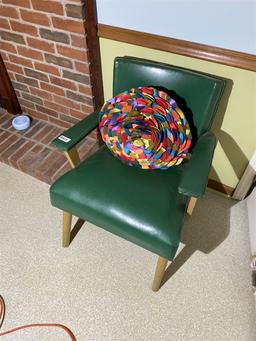 Mid Century Modern Armchair with Green Vinyl