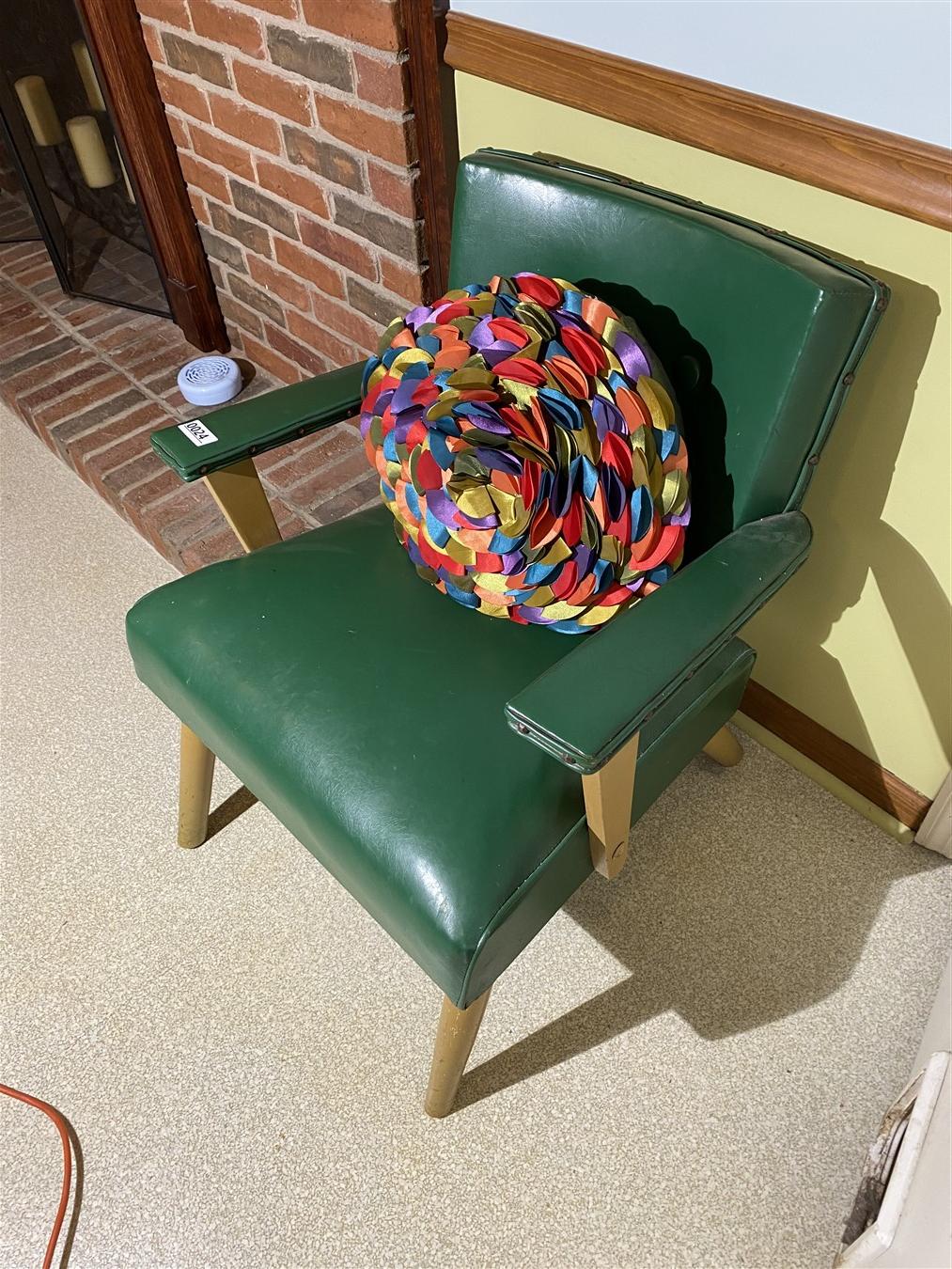 Mid Century Modern Armchair with Green Vinyl