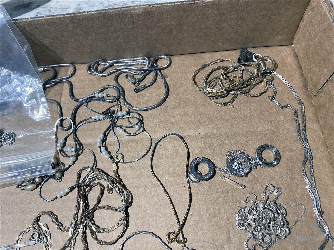 Flat lot of mostly sterling silver vintage jewelry