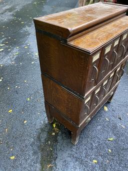 Unusual antique Oak file cabinet for records, magazines