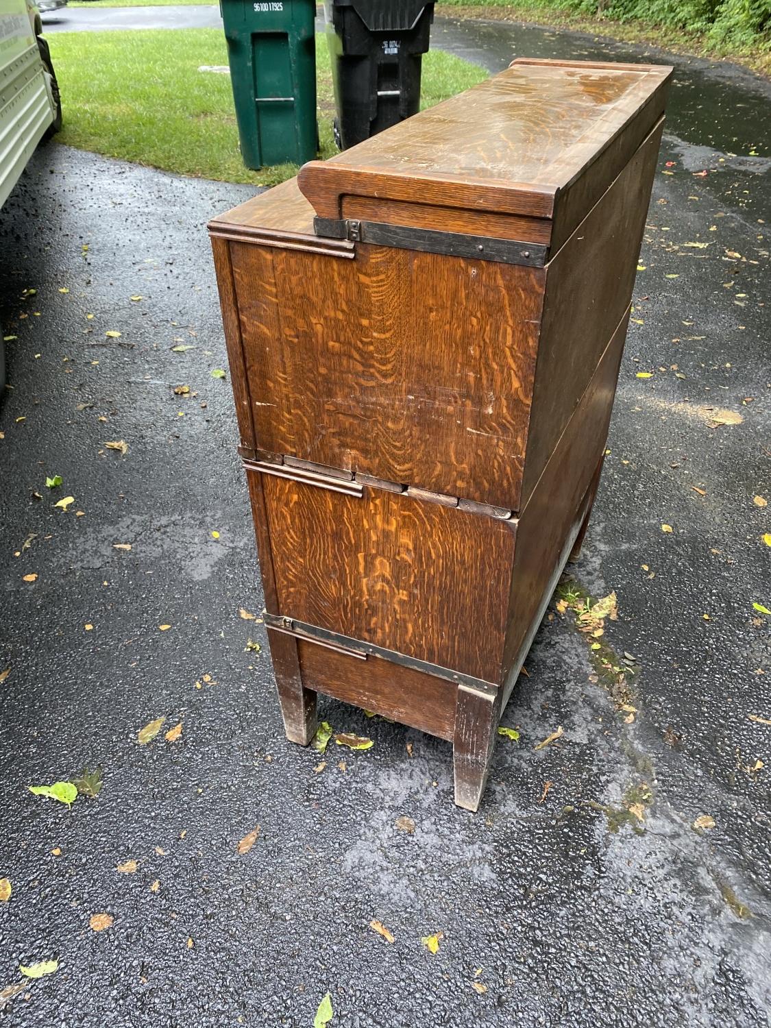 Unusual antique Oak file cabinet for records, magazines