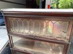 4 Section Barrister Bookcase w/Leaded Glass