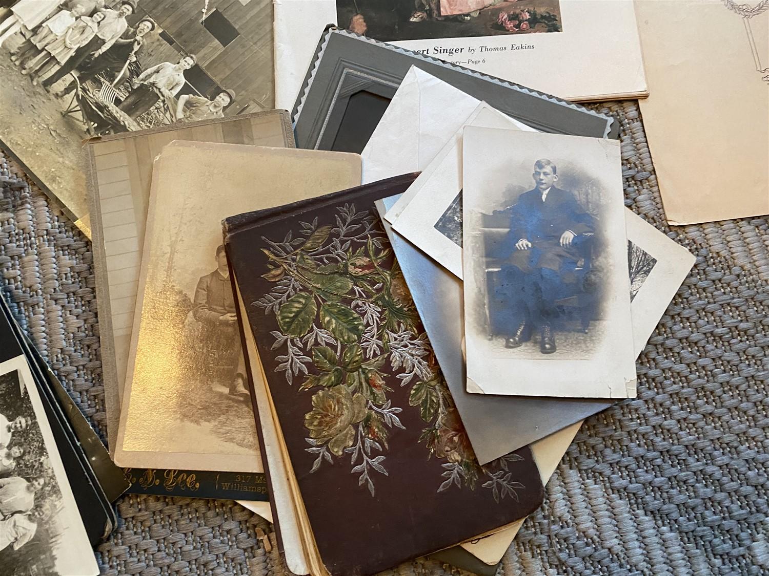 Group lot antique paper, photos