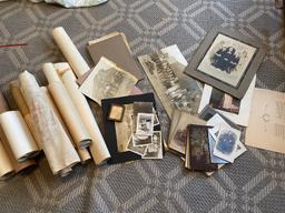 Group lot antique paper, photos