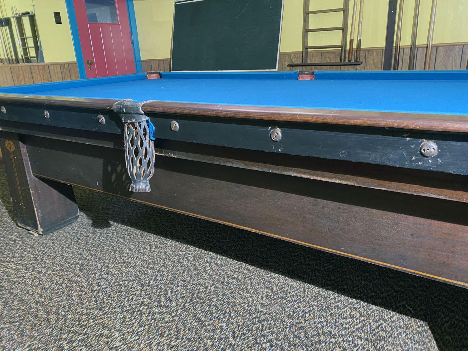 10' Inlaid Art Nouveau Brunswick Pool table